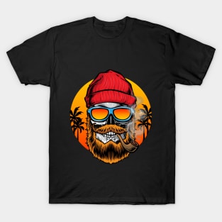 hipster_skull_with_sunset_background T-Shirt